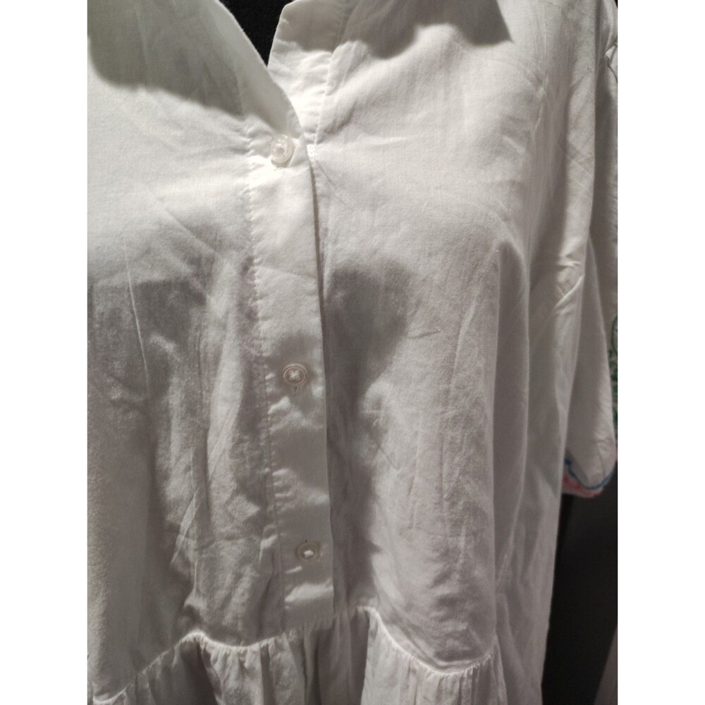 NEW Crown & Ivy Women Plus Sz. 3XL White Dress Embroidered Pineapple Sleeves - Picture 5 of 12